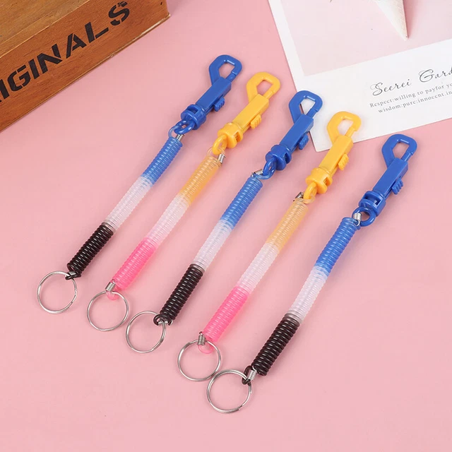 Key Holder Keyring Gifts Plastic Retractable Spring Coil Spiral Stretch C.Q1