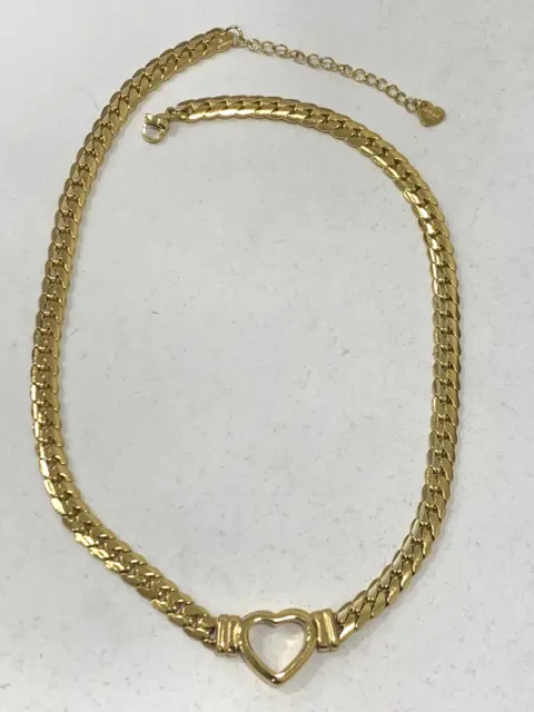 Collana girocollo catena acciaio ip oro Steel con centrale cuore donna moda