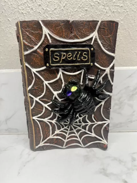 Halloween Witches Spell Book w/ Giant Spider Light Up Eyes TESTED
