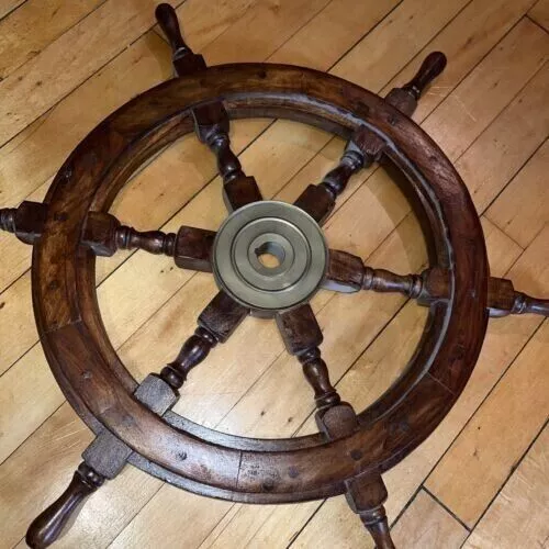 24" Maritime Boat Ships Captains Nautical Beach Ship Wheel Wooden Steering Wheel