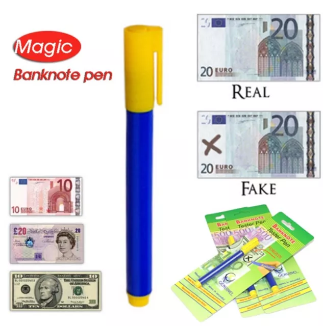 2X Bank Note Tester Pen Money Checking Detector Marker Fake Banknotes Office  Sn