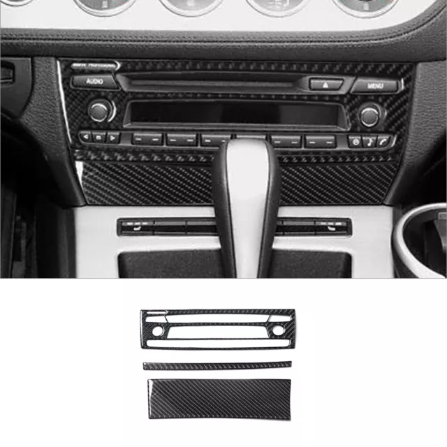 3Pcs For BMW Z4 E89 2009-2016 Carbon Fiber Interior Radio Console Cover Trim