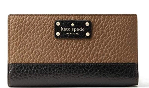Kate Spade New York Bay Street Stacy Leather Bifold Wallet Tan and Black Kate Spade New York Bay Street Stacy Leather Bifold Wallet Tan and Black