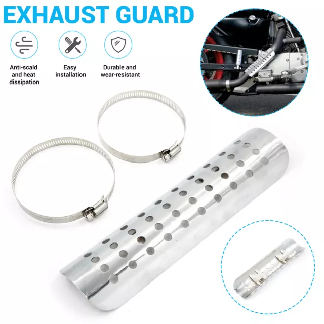 Universal Chrome Exhaust Muffler Pipe Heat Shield Cover Heel Guard Motorcycle