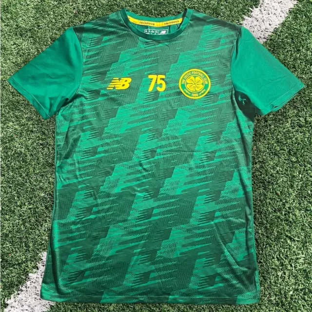 Celtic FC Football Shirt Player Issue New Balance Training Shirt No 75 Men's Ss