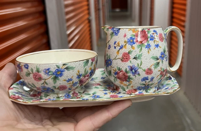 Royal Winton Old Cottage Chintz tray creamer sugar