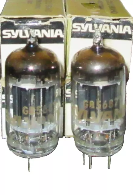 Matched Pair Nos Nib Sylvania Gold Brand 5687 Blackplate