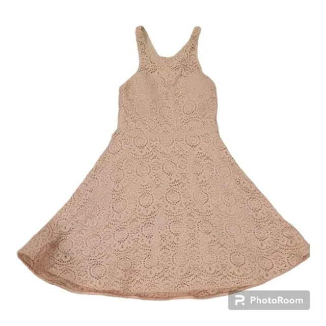 Sequin hearts shimmery crochet knit dress in peach size 5