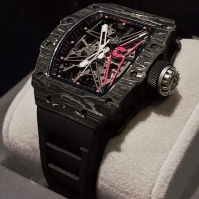 CRONUSART Men Automatic Watch Tonneau Mechanical Wristwatch Carbon Fibre Case