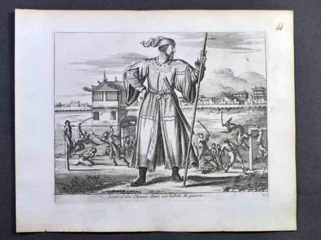 Général des Chinois dans ses habits de guerre GRAVURE 17e s. Chine VAN DER AA