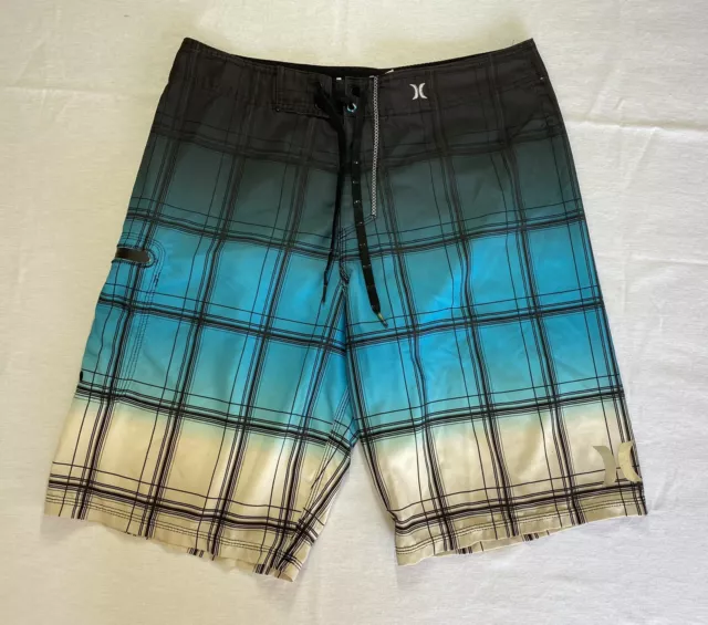 Hurley Phantom Men’s Boardshorts Swim Trunks Shorts Blue Black White Size 31 EUC