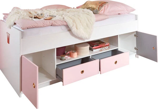 Lit D'Enfant Cindy Lit 90x200cm Blanc Rose