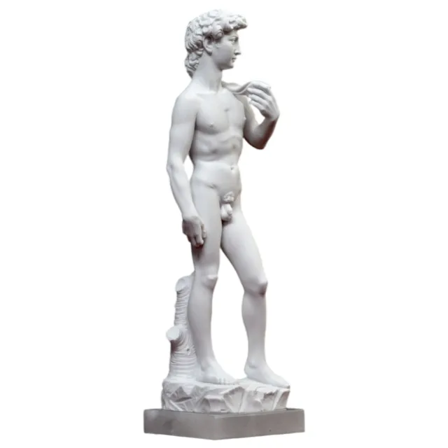 David de Michelangelo Escultura De Mesa En Mármol Con Base En Alabastro H 25cm
