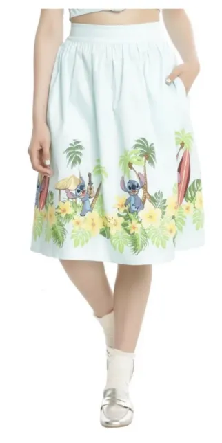 Disney Lilo & Stitch Hot topic Hawaiian border print Retro Skirt M floral