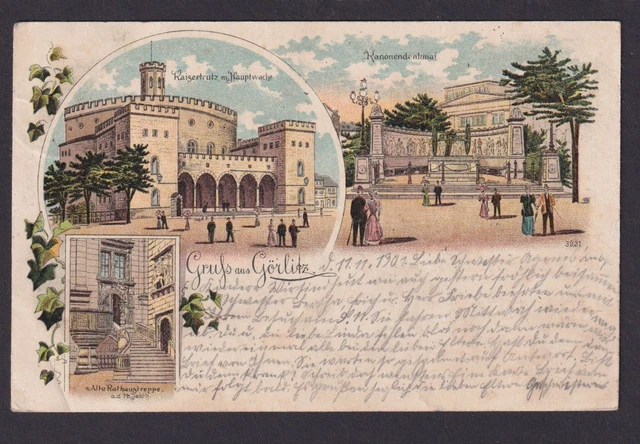 Litho Ansichtskarte Görlitz Sachsen Kaisertrutz Kanonendenkmal n. Senftenberg
