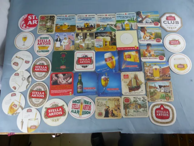 Lot de 39 SOUS BOCK différents STELLA ARTOIS Coaster bierviltje Bierdeckel E49