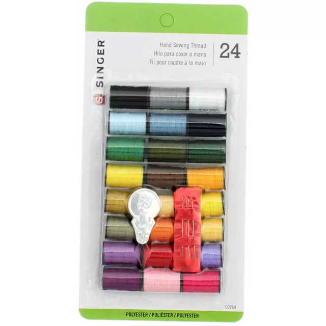 Singer Hand Sewing Hand Sewing Thread, Assorted Colors, 24 Ct