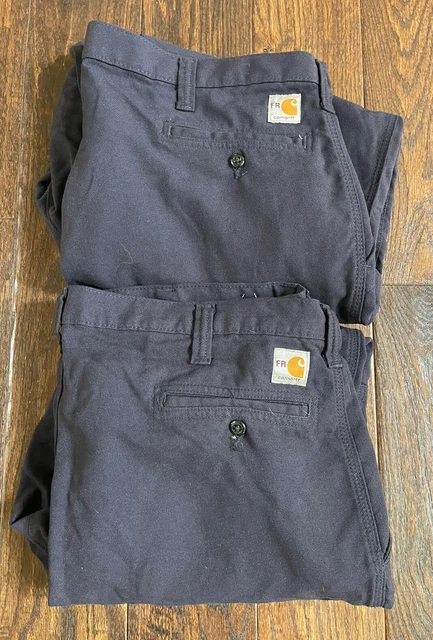 lot of 2 Carhartt FR Cargo Pants Mens 40 X 30 Flame Resistant Navy Blue lyocell