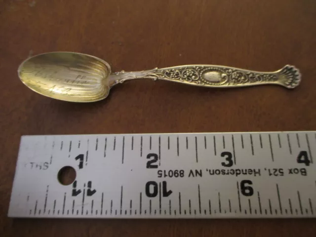 Whiting sterling Hyperion demitasse spoon, Asheville N.C. souvenir