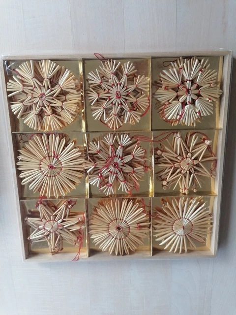 Weihnachten Deko Christbaumanhänger Strohsterne Weihnachtsbaumschmuck Natur