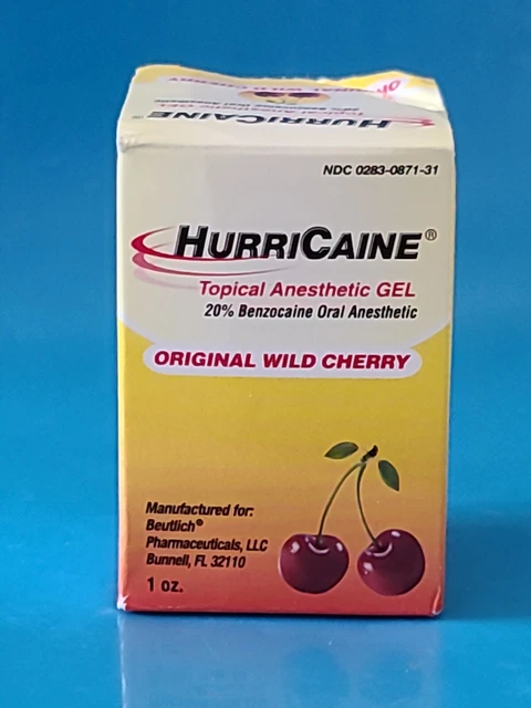 HURRICAINE • Topical Anesthetic Gel • WILD CHERRY - 1 oz  EXP : 08/25