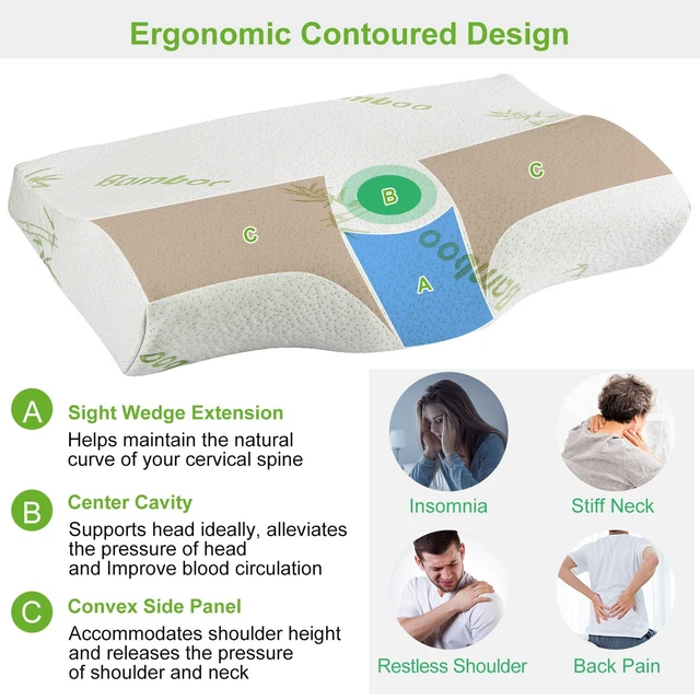 20 IN MEMORY Foam Pillow Ergonomic Cervical Orthopedic Pillow Neck Pain