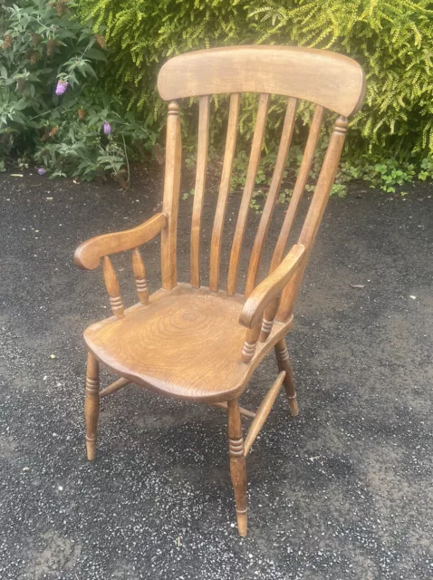 Antique Vintage Wooden Windsor Back Carver Nursing Fireside Arm Chair Farmhouse