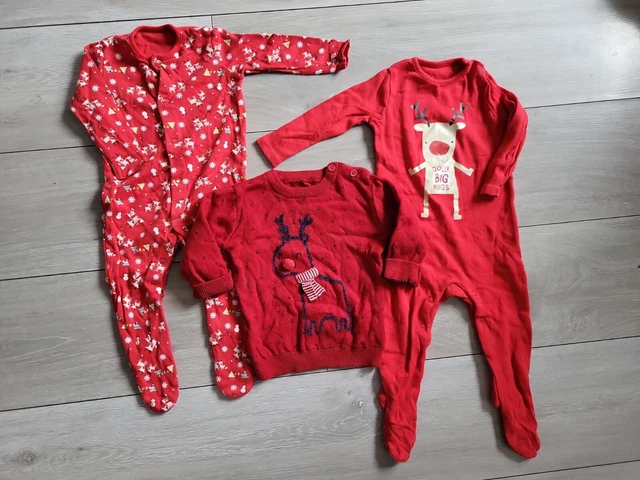 Christmas Bundle Unisex 3-6 Boys Girls Baby Jumper Sleepsuits Babygrows George