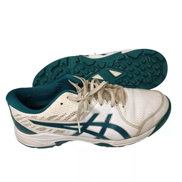 ASICS GEL-PEAKE Cricket Shoes Mens Size 9.5 US White Green Rubber Stud Sole