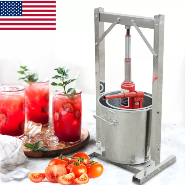 Steel Fruit Press with Hydraulic Jack Aid For wine/cider making Fruit Crusher US