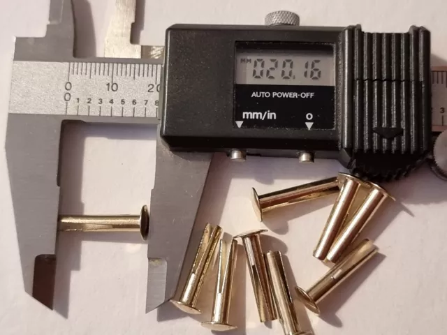 N. 9 x 3/4" rivetti biforcati acciaio delicato gambe divise ottone pelletteria metallo