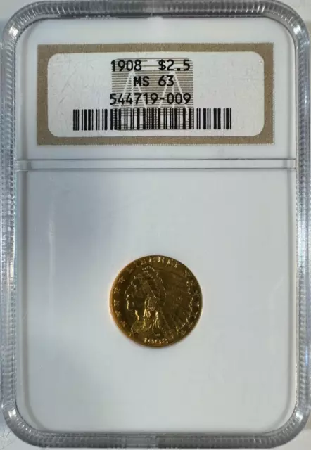 1908 $2.50 Indian Gold Quarter Eagle NGC MS63
