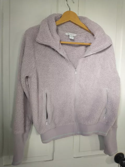 Athleta Sherpa Fleece Jacket Fuzzy Full Zip Size Medium Lavender