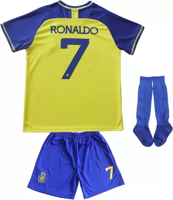 Leenbd Ronaldo No #7 NASSR Riyadh Al Kids Soccer Jersey Kit Shorts Socks Set ...