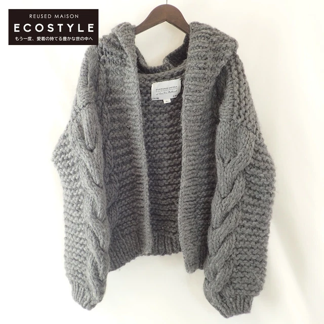 I Love Mr Mittens cable hooded bomber knit tops XS charcoal I Love Mr Mittens cable hooded bomber knit tops XS charcoal