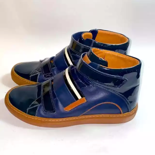 Bally Herick blue patent leather high top sneaker