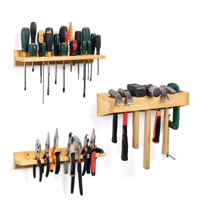 Porte-tournevis en bois porte-marteau rangements d'outils muraux Paquet de 3