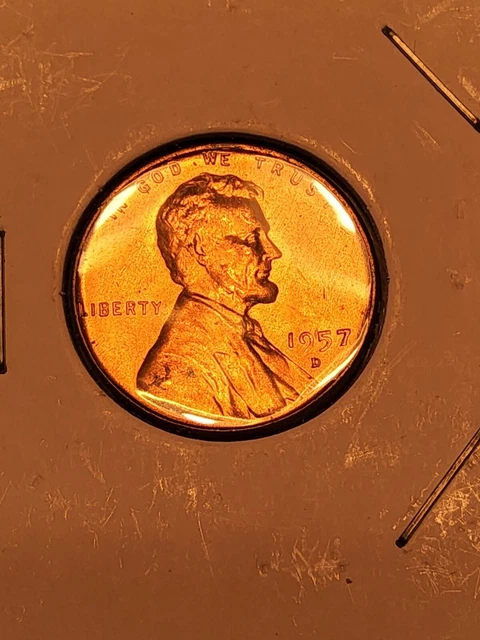 RED BU 1957-D LINCOLN WHEAT PENNY Denver Mint Uncirculated Cent USA 1c