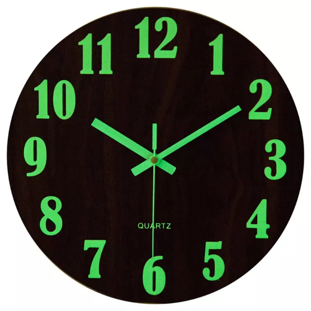 12" Round Luminous Wall Clock Digital Night Light Silent Non Ticking Office Home