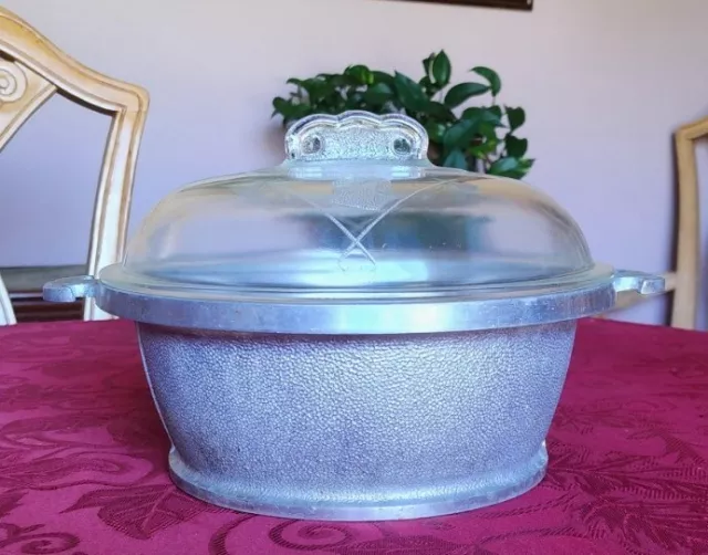 Guardian Service Vintage Cast Aluminum 10” Round Shape Pot Pan With Glass Lid