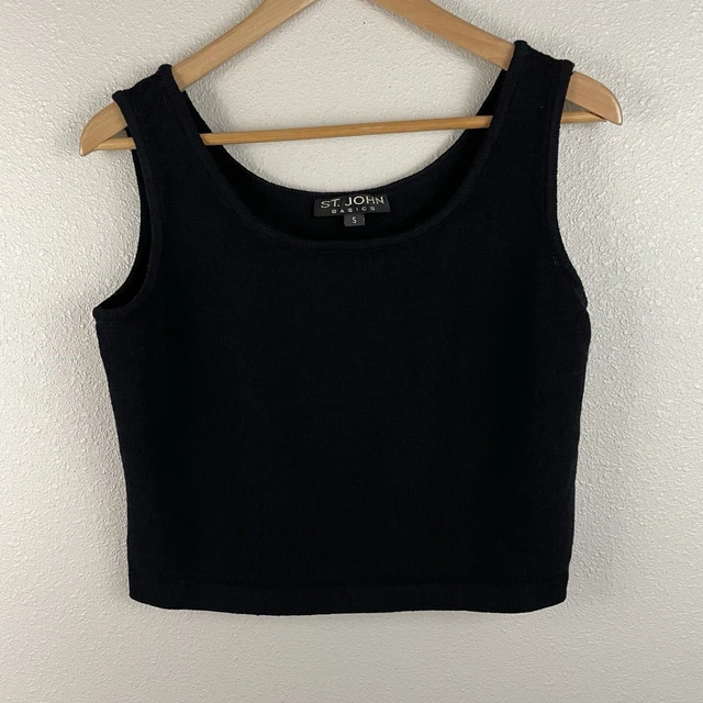 St. John Basics Womens S Black Santana Knit Cami Tank Top St. John Basics Womens S Black Santana Knit Cami Tank Top