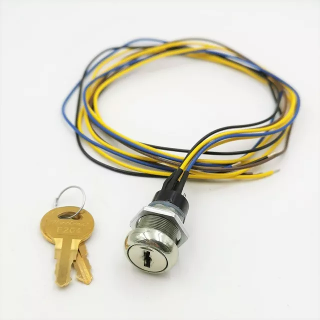 Single Pole Selector Key Switch Lock, 2 Keys and Wire Leads
