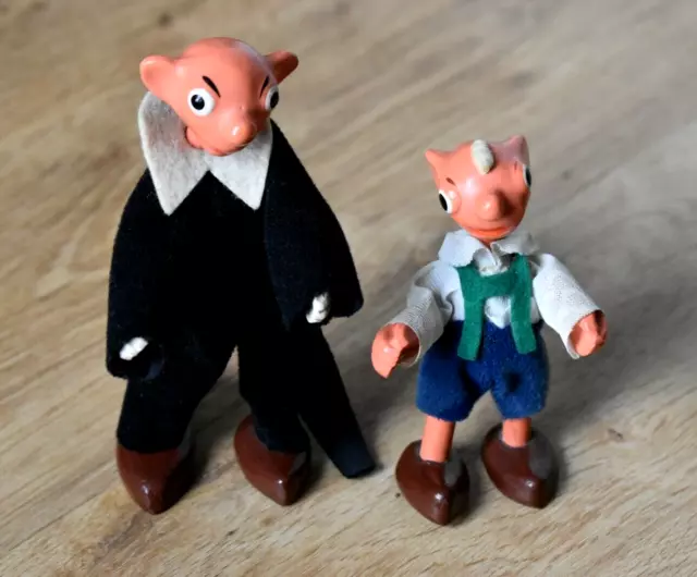 Vintage Biegepuppen Figuren Hurvinek und Spejbl Tschechien Kultfiguren Holz