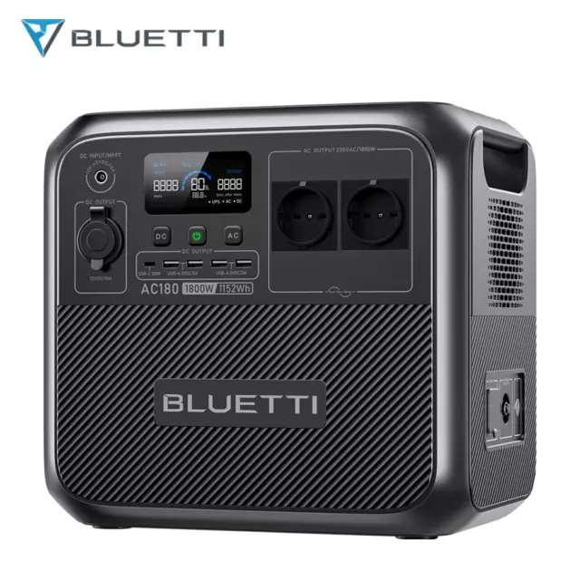 Bluetti Ac180 1800W 1152Wh Estación De Energía Fácil De Llevar Y Carga Rápida