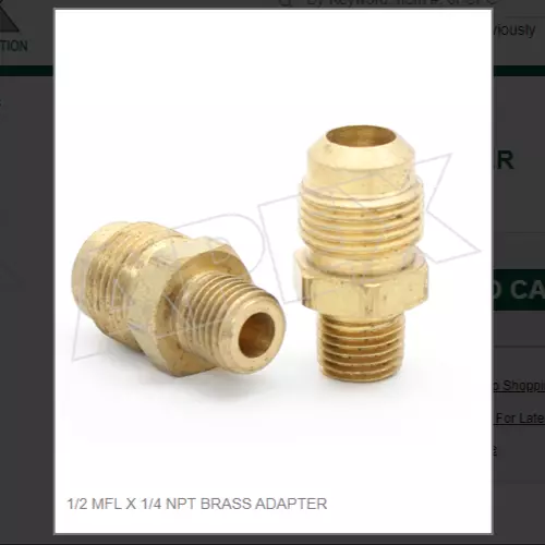 1/2 Mfl X 1/4 Npt Brass Adapter # 48-84