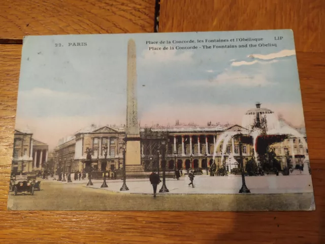 Rare  Cpa Carte Postale France Paris Place Dela Concorde 1923 Herimoncourt Doubs