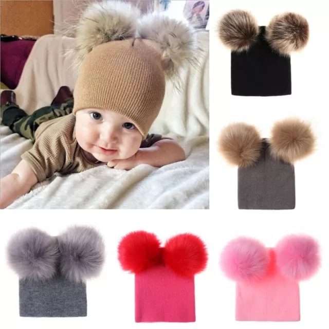 Toddler Kid Girl Boy Winter Warm Knitted Pom Hat Infant Baby Beanie Cap