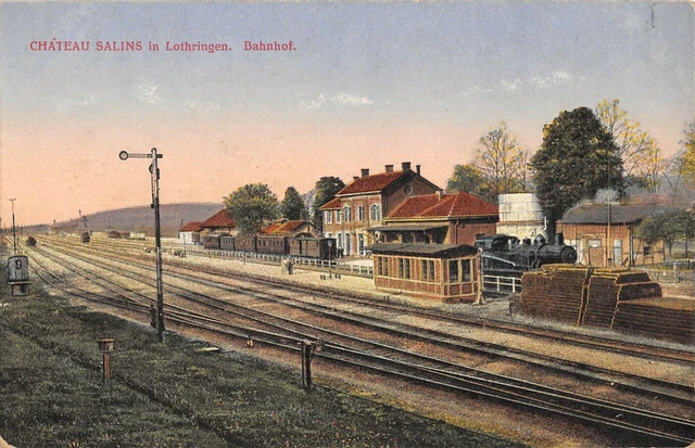 Cpa 57 Chateau Salins Railway Station Train