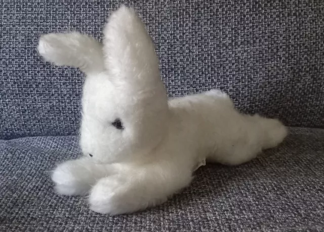 C6 Peluche Doudou Lapin blanc Allongé Boulgom Hochet.