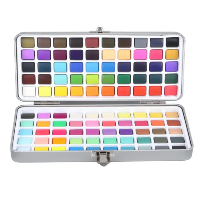 Juego de 100 Colores Pintura de Acuarela Caja de Hierro Kit de Pintura de Acuarela con 3 Cepillos YEK